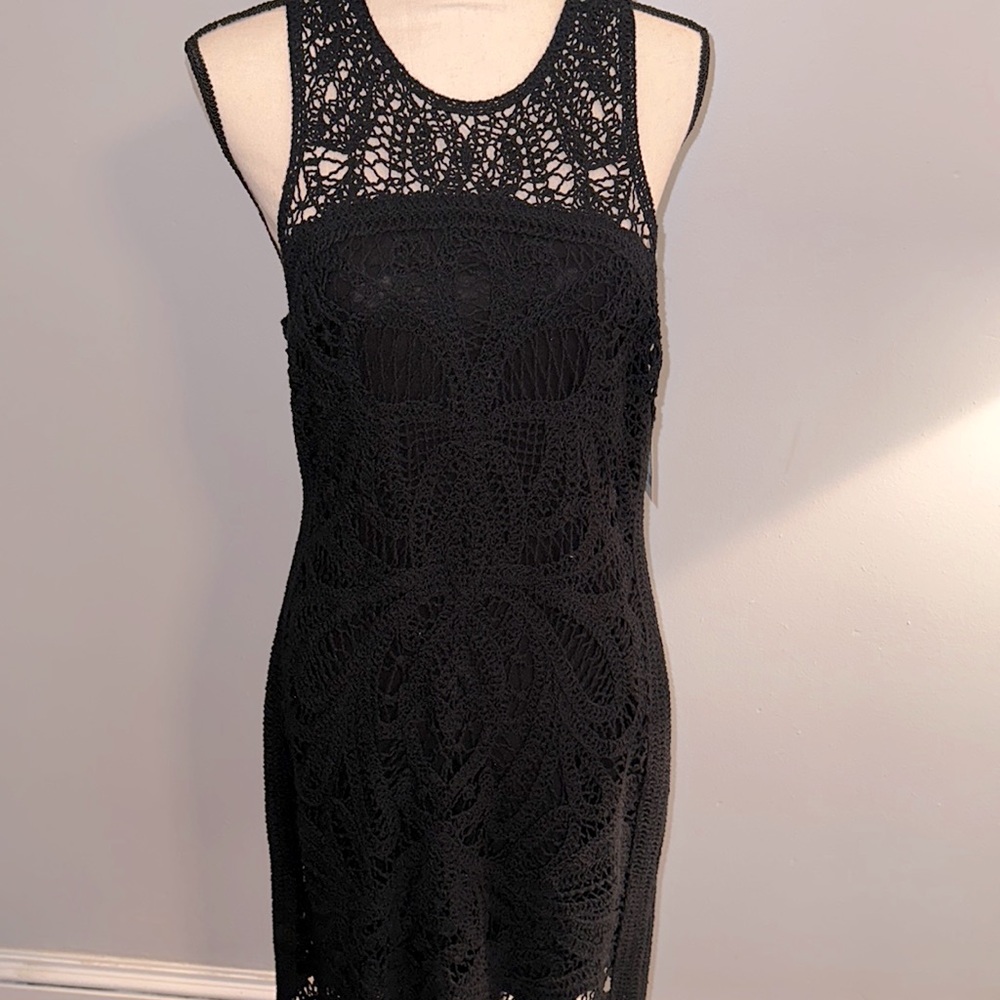 NWT Black Crochet mini dress